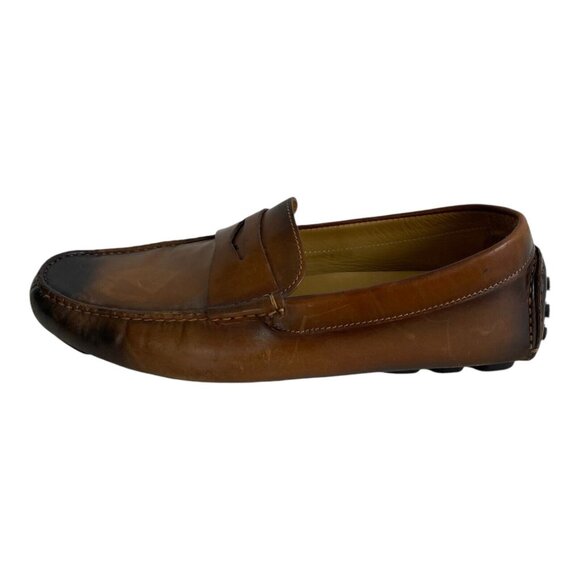 Scarpe Di Bianco SPQR Burnished Calf Driving Loafer Moc Brown Shoes US 9.5 Italy - Picture 9 of 13